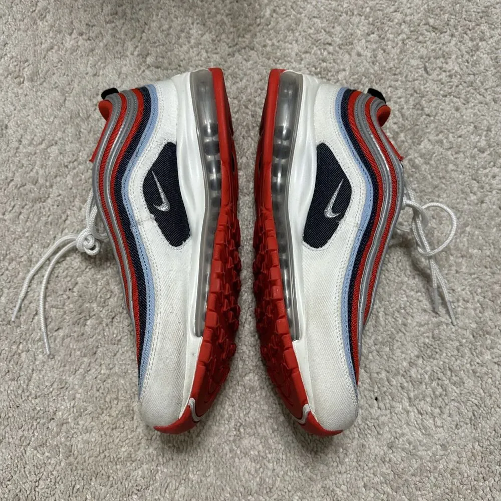 Nike Men AIR MAX 97  DJ5171-600 Athletic Sneakers  RED WHITE Shoes Size 10